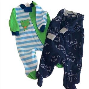 Set of 2 footed pajamas baby boy